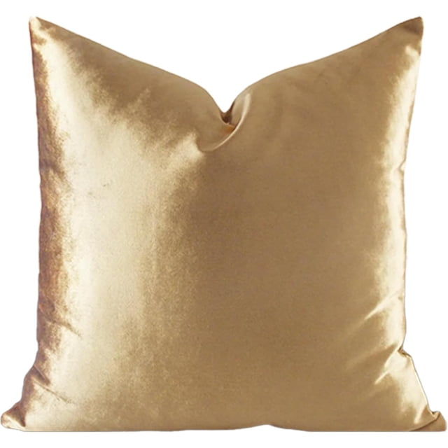 Velvet Gold Cushion Cover - Perfect Size and Fit. This decorative cushion cover features a luxurious gold velvet fabric with a lustrous texture, designed to add elegance and sophistication to any living space. Measuring 45 cm by 45 cm, it fits standard-sized accent pillows and includes a hidden zipper closure for a seamless look. Ideal for modern or classic decor styles.