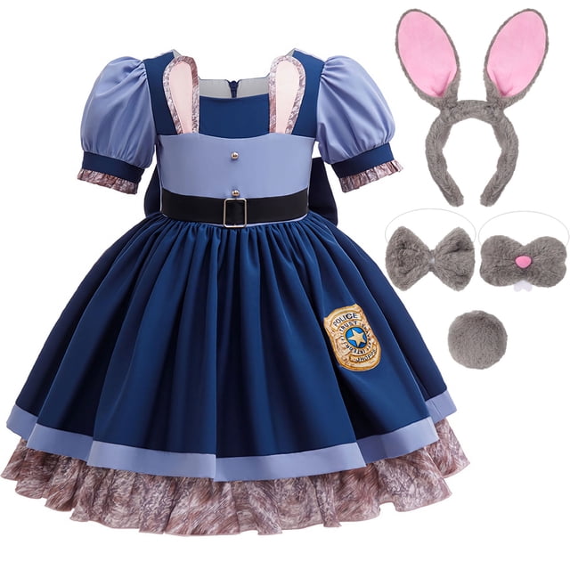 Girls Bunny Rabbit Costume with Accessories Animal Ears Princess Dress Halloween Outfits