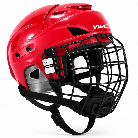 VIBE Casque de hockey senior avec grille, taille P, rouge