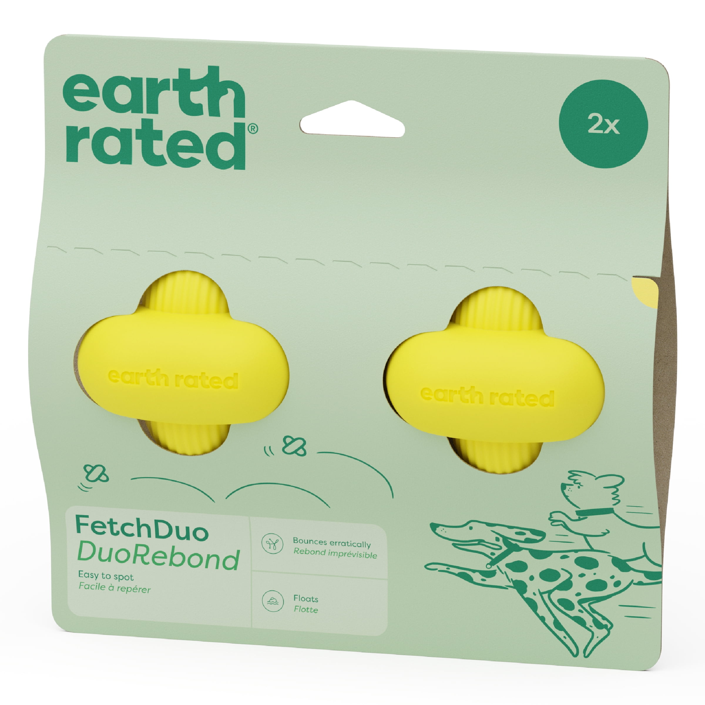 Earth Rated DuoRebond Jouet pour Chien, Balles à Rapporter Flottantes et Rebondissantes pour Chiens, Lot de 2