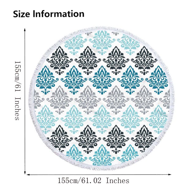 CEHVOM Round Printed Microfiber Beach Towel Super Lightweight Colorful Bath Towel Sandproof Beach Blanket Beach Mat Multi-Purpose Towel For Travel Swimming Pool Clearance