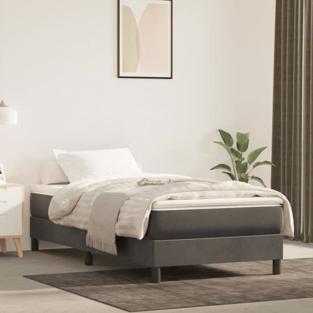 vidaXL Cadre de Lit Gris Foncé 100x203 cm Grand Lit Simple Velours