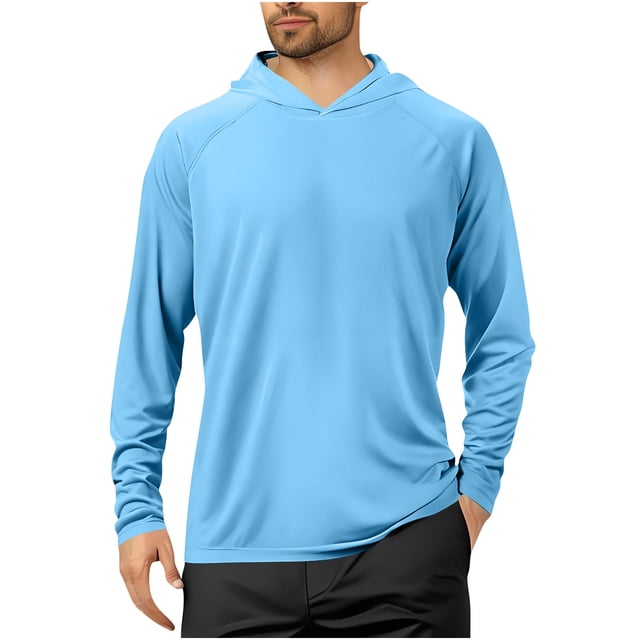 Ohufall Men's Shirts Long Sleeve Workout Fishing T Shirts UPF 50+ Sun Protection Rash Guard Dry Fit Athletic Running Tee Tops