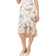 thumbnail image 1 of INSPIRE CHIC Women's Floral High-Low Elastic Waist Ruffle Hem Flowy Midi Chiffon Skirt, 1 of 6