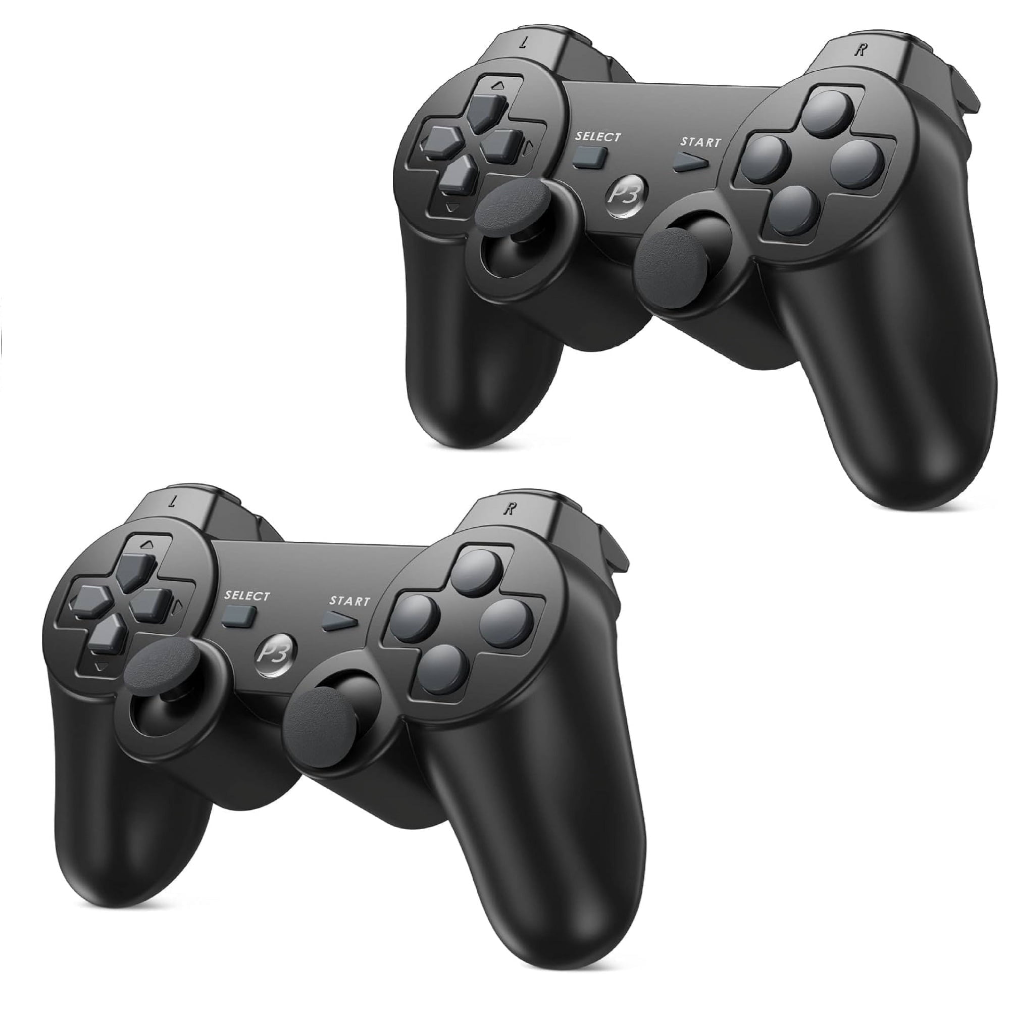 Lot de 2 Manettes Bluetooth Sans Fil RetroFam pour PlayStation 3 PS3, Noir, Pile Rechargeable