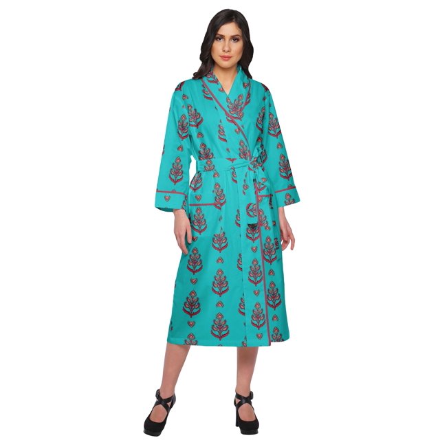 Moomaya Printed WoMen's Robe Dressing Gown With Pockets Bath Robe Girls