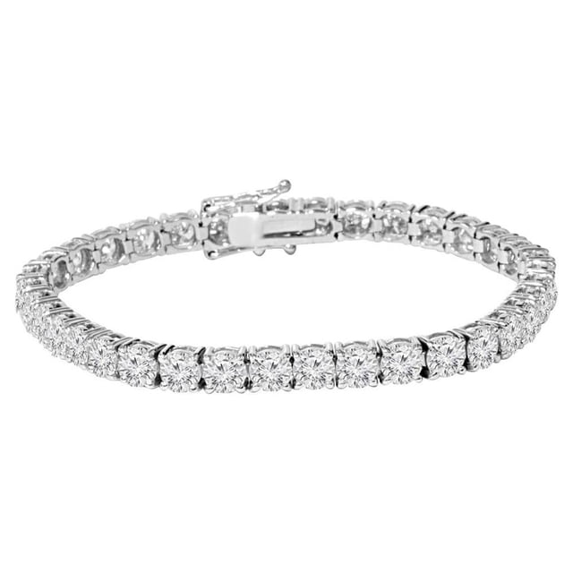 Bracelet Tennis en Diamants de Laboratoire Ronds de 9 ct en Or Blanc 14 K 7 Pouces