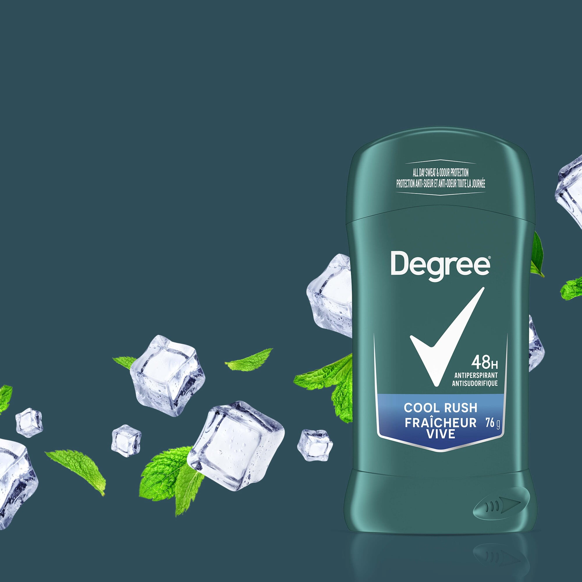Degree Men Antisudorifique en Bâton Protection 48 H Fraîcheur Vive, 76 g