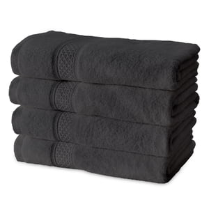 Gogreen 100% Ensembles de serviettes de bain en coton 4 Des morceaux, 4 Serviettes de bain, Serviettes très absorbantes pour salle de bains, Salle de gym, Hôtel (Dark Gray)