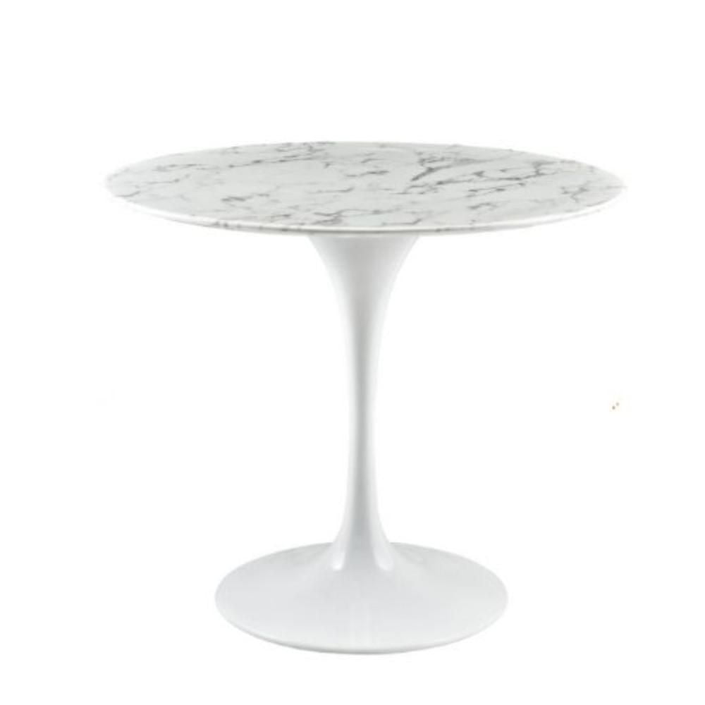 Table de salle à manger en marbre blanc Brenleigh 36"