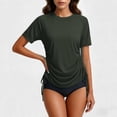 thumbnail image 4 of Neewe Women's Rash Guard UPF 50+ Ruched Swim Shirt Round Neck Short Sleeve Performance Top S-XXL, 4 of 8