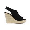 thumbnail image 3 of BLISSFUL STEP Chaussures pour Femmes Espadrilles à Plateforme Compensée à Bout Ouvert Sandales Slingback Noir 6, 3 of 8