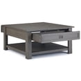 thumbnail image 4 of Simpli Home Monroe Solid Acacia Wood Coffee Table with Two Drawers and Open Storage, Farmhouse Gray, 4 of 8