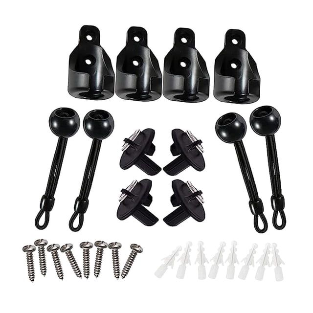 Siruishop 16Pcs Blinds & Shades Bungee Tie Down Ropes Set Universal Fixing Accessories Black