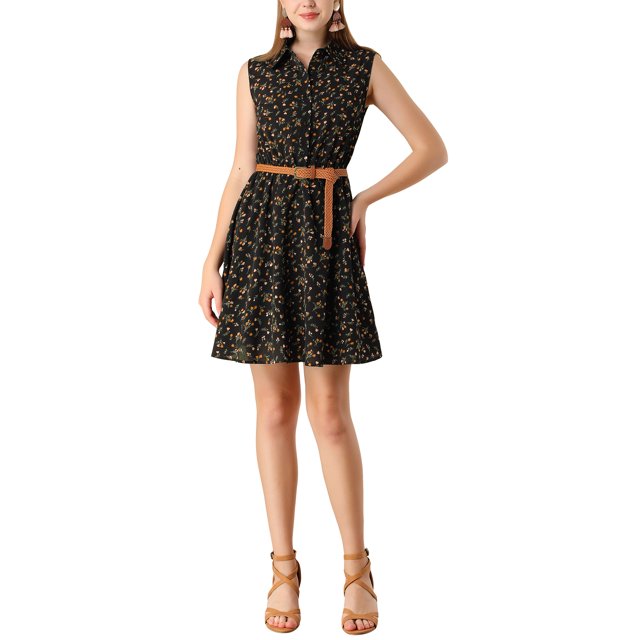 INSPIRE CHIC Robe Sans Manches à Demi-Patte de Boutonnage Imprimée pour Junior