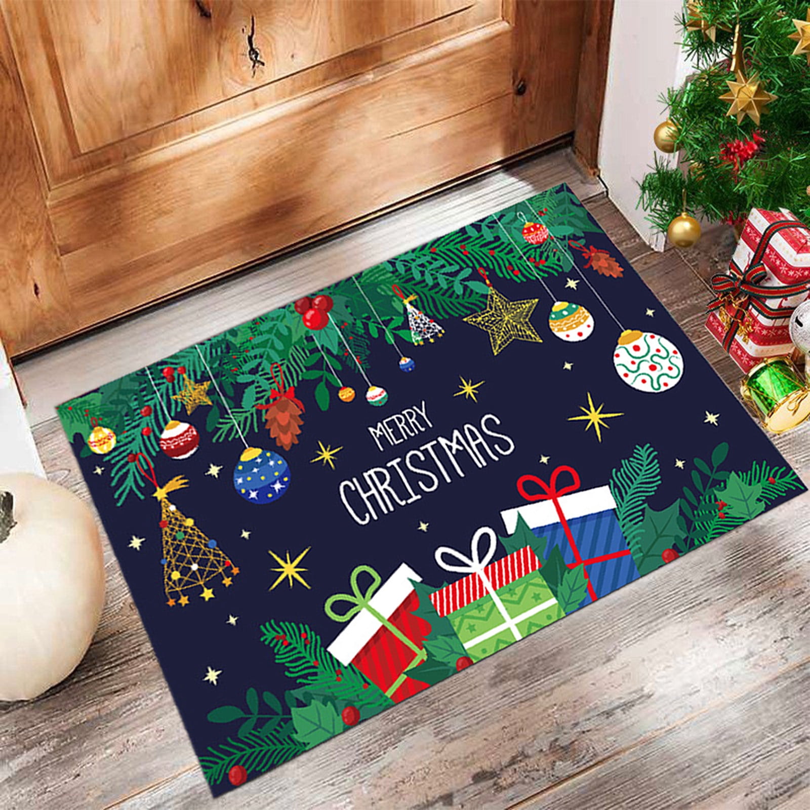Tapis de Porte de Noël Extérieur - Tapis de Porte avant de Noël Durable Paillasson de Noël - Tapis de Bienvenue de Noël Extérieur - Tapis de Porte avant de Noël Extérieur (16x24 Po)