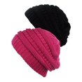 thumbnail image 1 of Tuque Tricotée pour Femmes (Lot de 2), Noir/rose Vif, 1 of 1