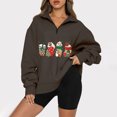 thumbnail image 1 of 2023 Chandails à Capuche de Noël pour Femmes Mode Décontractée Col à Revers Manches Longues T-Shirt Ample Blouse Chandail Hauts en Liquidation, 1 of 5