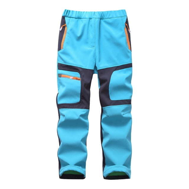 Kids Ski Pants - Patchwork Design with Pockets - Thicken Warm Trousers for Winter Outdoor Activities