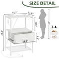 thumbnail image 3 of Eunos Ensemble de 2 Tables de Chevet Blanches avec Station de Recharge, DEL et Tablettes de Rangement pour Chambre et Salon, 3 of 8