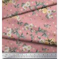 thumbnail image 3 of Soimoi Poly Georgette Fabric Leaves,Moth & Magnolia Floral Fabric Prints By Yard 52 Inch Wide, 3 of 3