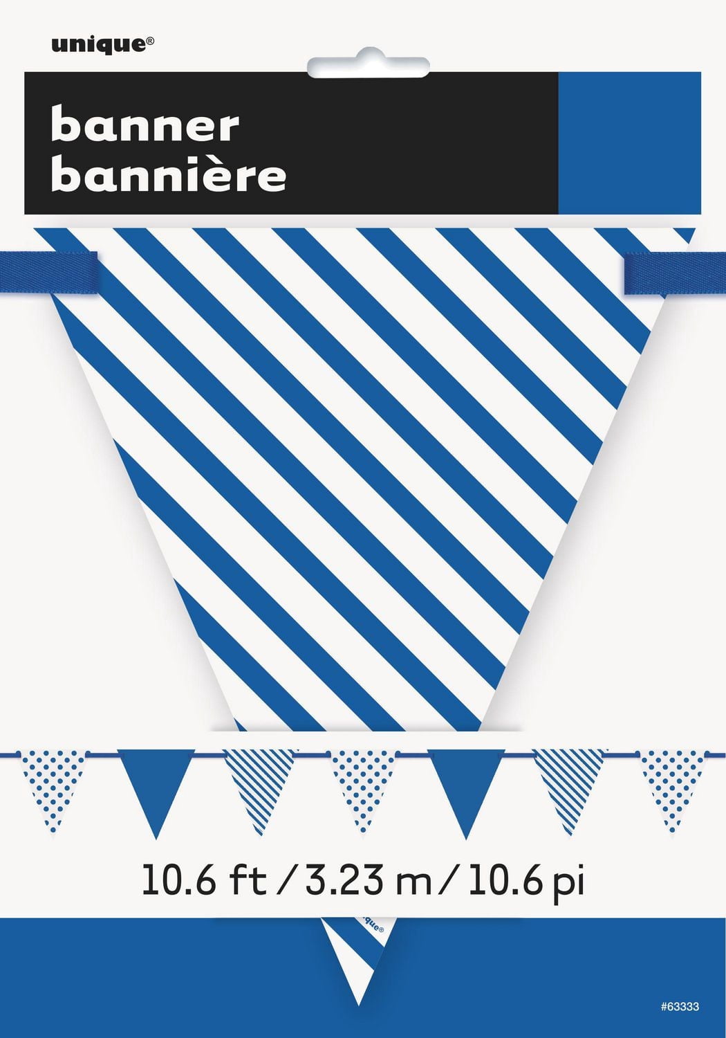 Royal Blue Dots & Stripes Paper Flag Banner, 12 ft