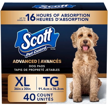 Scott Pet Guard Advanced Dog Pads - Dog Training Pee Pads for Puppies, Medium & Large Dogs - XL - 30" x 36" - 40 pack