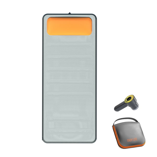 TFixol Matelas de Couchage Auto-Gonflant une Pièce Léger Ultra-Léger pour le Camping, la Randonnée et le Backpacking. le Matelas de Couchage Gris Présente une Conception de 4,7 Pouces d'Épaisseur pour un Confort Maximal, avec une surface durable et Imperméable en Maille et PVC. Comprend une Pompe à air Sans Fil rechargeable avec modes de Gonflage Doux, Moyen et Rigide, et un Étui de Transport compact avec un accent orange. Idéal pour les Activités de Plein air comme le Camping et les Voyages en Voiture.