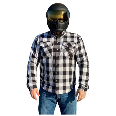 Fast Mask Chemises en Flanelle Doublées de Kevlar à Carreaux Noir et Blanc