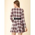 thumbnail image 4 of INSPIRE CHIC Robe-Chemise Décontractée pour Femmes à Carreaux Imprimés, Manches Longues, Ceinturée, Ligne A, 4 of 6