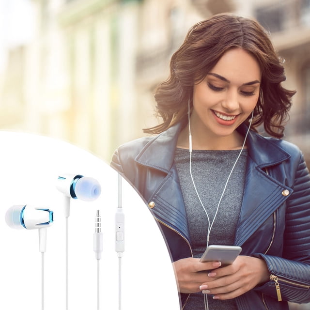 Electronics Earbuds Wired With Microphone Noise Isolating In-Ear Headphones Powerful Heavy High Definition Earphones Compatible 3.5mm