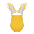 thumbnail image 2 of CHUANK Kids Girls Ballet Dance Gymnastics Leotard Tutu Ruffle Sleeve Ruched Mesh Bodysuit Ballerina Dancing Class Performance Dancewear, 2 of 7