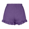 thumbnail image 4 of Womens Versatile Shorts Casual Pleated Hem Wide Leg Elastic Waist Drawstring Short Solid Color Loose Comfy Pants, 4 of 6