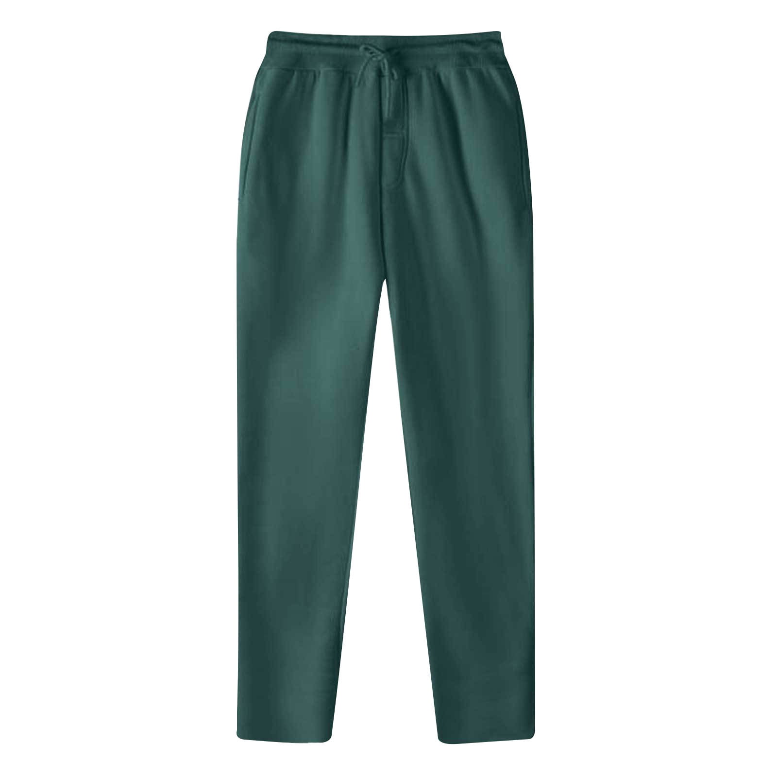 LOVZFMLL Men's Pants Men's Fashion Drawstring Elastic Waist Solid Color Casual Sweat Length Pants