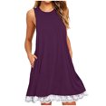 thumbnail image 1 of FAIWAD Robes T-Shirt d'Été pour Femmes Tendance Robe Mini en Dentelle Patchwork Décontractée Boho Débardeur Robe d'Été avec Poches, 1 of 3