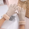 thumbnail image 4 of 1 Pair Women Gloves Thickened Plush Wrist Soft Touchscreen Flower Embroidery Keep Warm Solid Color Autumn Winter Adults Motorcycle Riding Gloves for Outdoor, 4 of 10