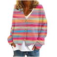 thumbnail image 1 of MeetoTime Women's 2024 Fall Knit Cardigans Open Front Long Sleeve V Neck Button Loose Cardigan Sweaters, 1 of 5