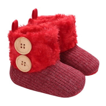 2025 Baby Girls Boys Snow Boots Toddler Boots Kids Warm Winter Boots Fleece Lined Non-Slip Boots Red