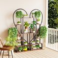 thumbnail image 2 of UNHO 2 PCS Half Heart-Shaped Plant Holder Multilayer Patio Flower Racks Display Shelf with Hooks for Home Patio Lawn-L, 2 of 10