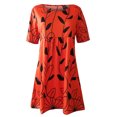 thumbnail image 3 of Robe Grande Taille pour Femmes Mode Femmes Grande Taille Décontractée à Imprimé Floral Manches Courtes Robe Courte, 3 of 4