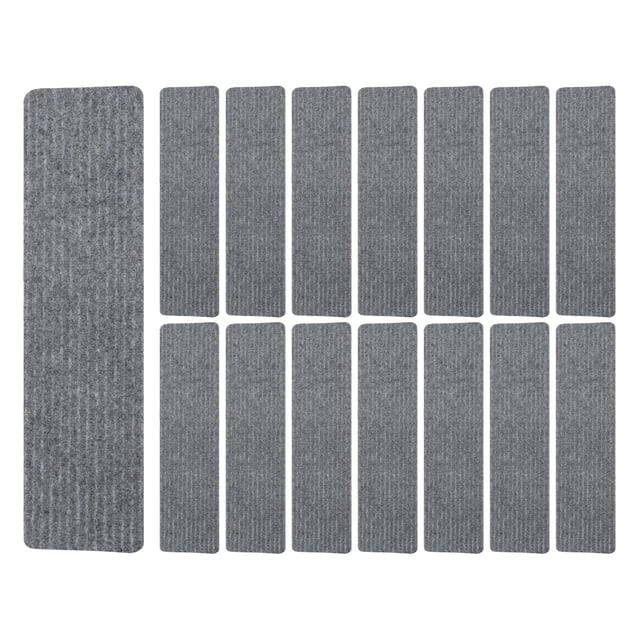 DOLITY 15 Pieces Non Skid Rug Stair Mats Stairs Step Treads Indoor Stair Runners Gray