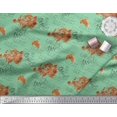 thumbnail image 2 of Soimoi Green Rayon Crepe Fabric Text & Europe Map Travel Print Fabric by the Yard 46 Inch Wide, 2 of 5