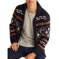 thumbnail image 2 of MAWCLOS Men Cardigan Sweater Lapel Cardigans Zip Up Outwear Slim Fit Travel Long Sleeve Sweaters Navy Blue 2XL, 2 of 6