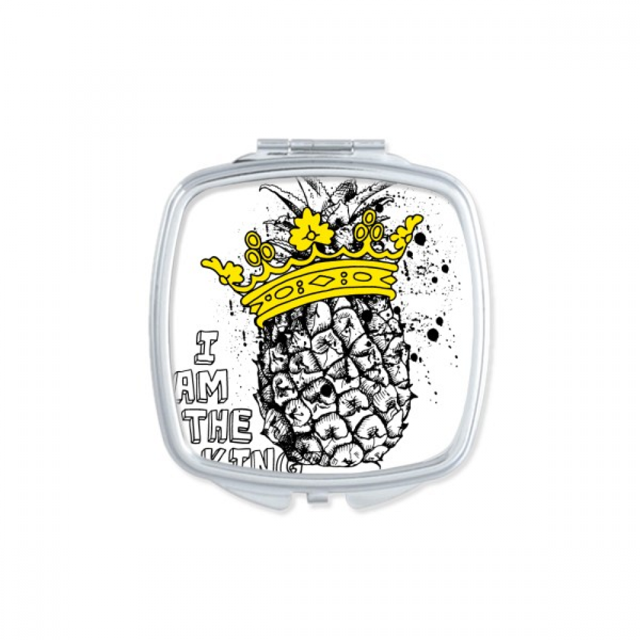 Pineapple Line Drawing Fruit King Square Mirror Portable Compact Pocket Makeup Double Sided Glass