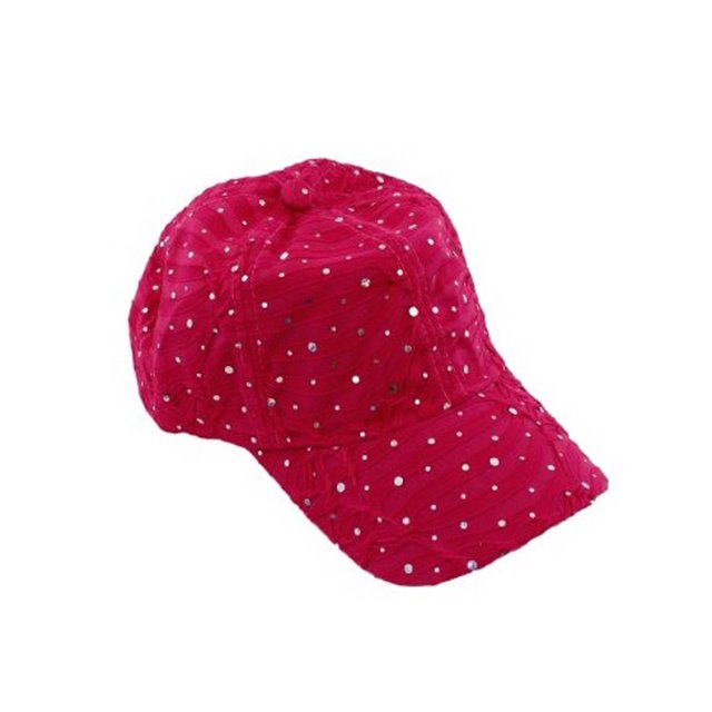 Glitzy Game Sequin Trim Baseball Cap - Fuschia