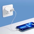 thumbnail image 4 of 65W USB C Wall Charger 3 Port PD Fast Charging Block, Compact Power Adapter with GaN Tech for 15 Pro, Portable Travel Charger Cube for Laptop Phone Tablet, White, 4 of 6