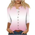thumbnail image 1 of cfhntfmh 3/4 Length Sleeve Womens Tops Fashion V Neck Loose Printed Cardigans Lounge Buttons down Blouses, 1 of 5