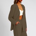 thumbnail image 4 of Styesk Blazers for Women Business Casual Outfits Open Front Long Sleeve Blazer Jackets Solid Color Lapel Padded Shoulder Long Suit Jackets Loose Fit Button Work Office Suit Jacket, 4 of 5