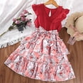 thumbnail image 2 of Chandails pour Filles Taille 8 Robe de Demoiselle d'Honneur pour Petite Fille Robes pour Filles Été Manches Volantées Robe à Imprimé Floral, 2 of 3
