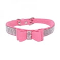 thumbnail image 1 of [Big Clear!]Cute & Good-Looking  Soft Leather Dog & Cat Collar & Leash Set - Rhinestone Flocking Sparkly Crystal Diamonds Studded - Cute Double Bowknot - Perfect For the Show, 1 of 7